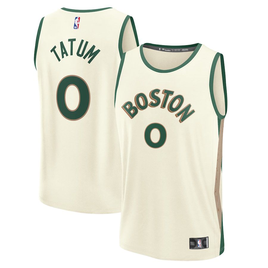 Men Boston Celtics 0 Jayson Tatum Fanatics Branded White City Edition 2023-24 Fast Break NBA Jersey